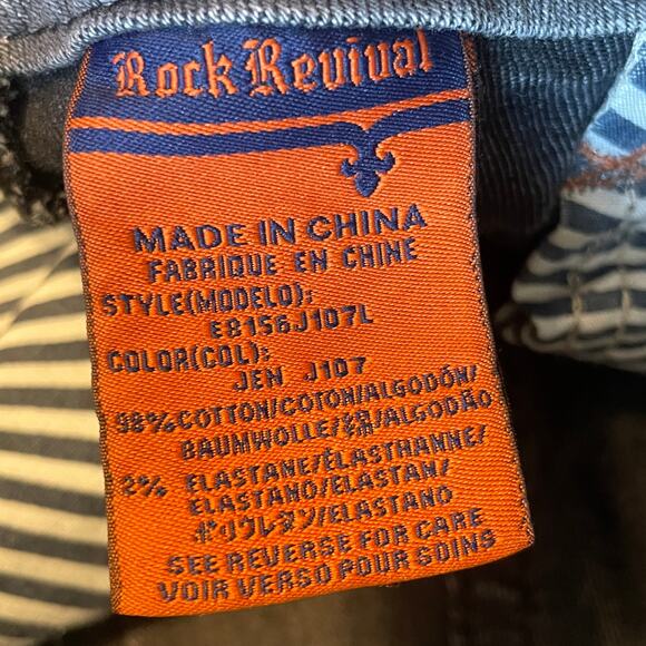 Rock Revival Jen Straight Jeans Womens Size 29  Black Wash Mid Rise Slim Fit - Picture 10 of 13